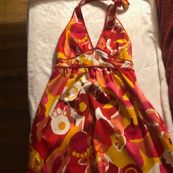 A.N.A. "Pucci Style" Halter Sundress; Orange and Red; NWOT; Size 8; SUMMER! - Picture 1 of 7
